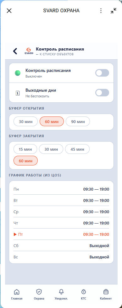Контроль расписания